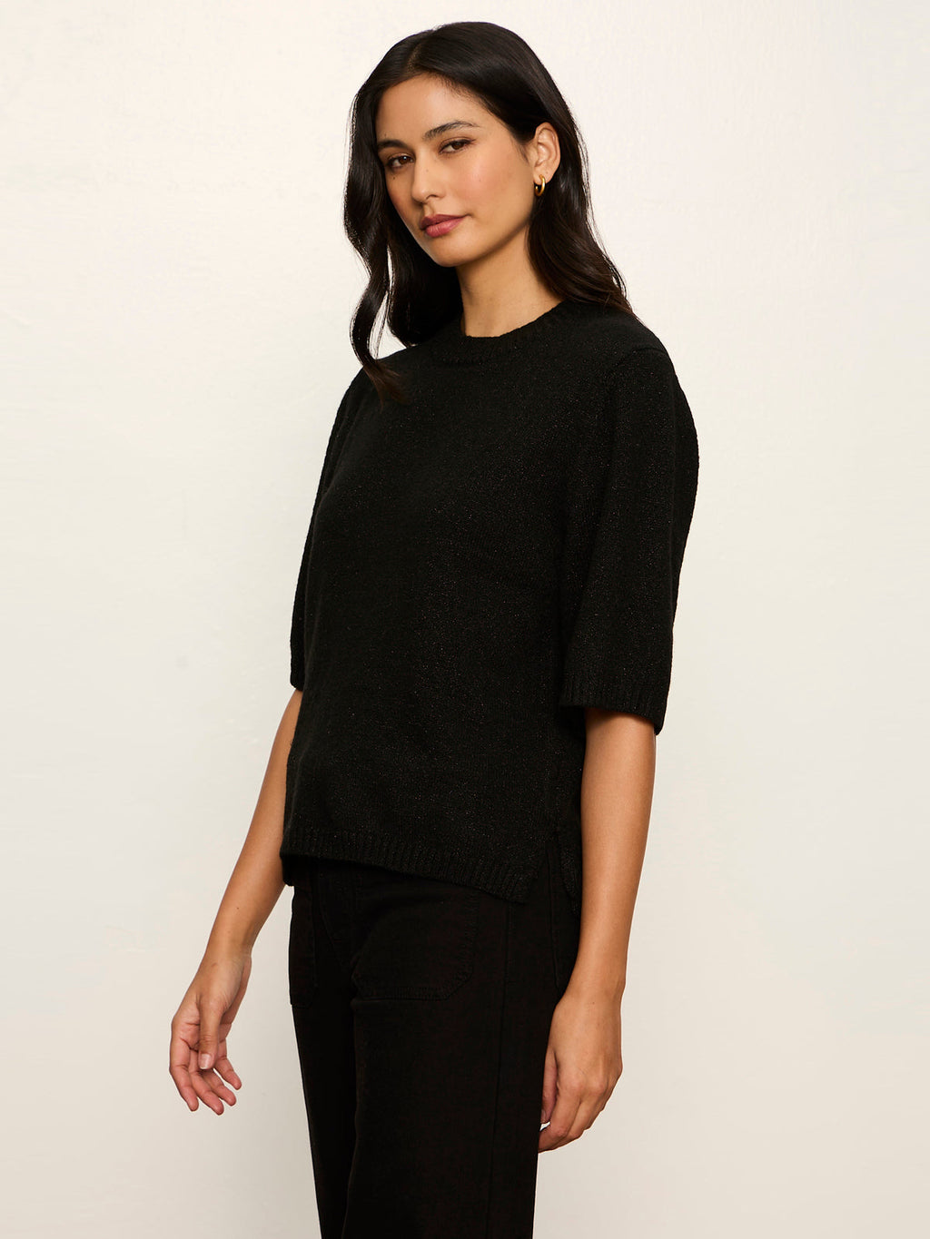 perfect sequin sweater tee in black