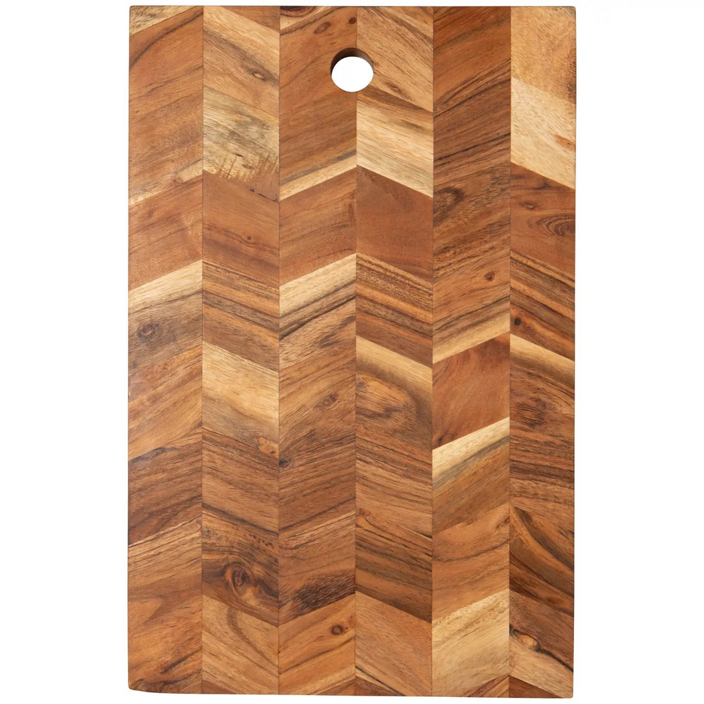 large acacia chevron serving board