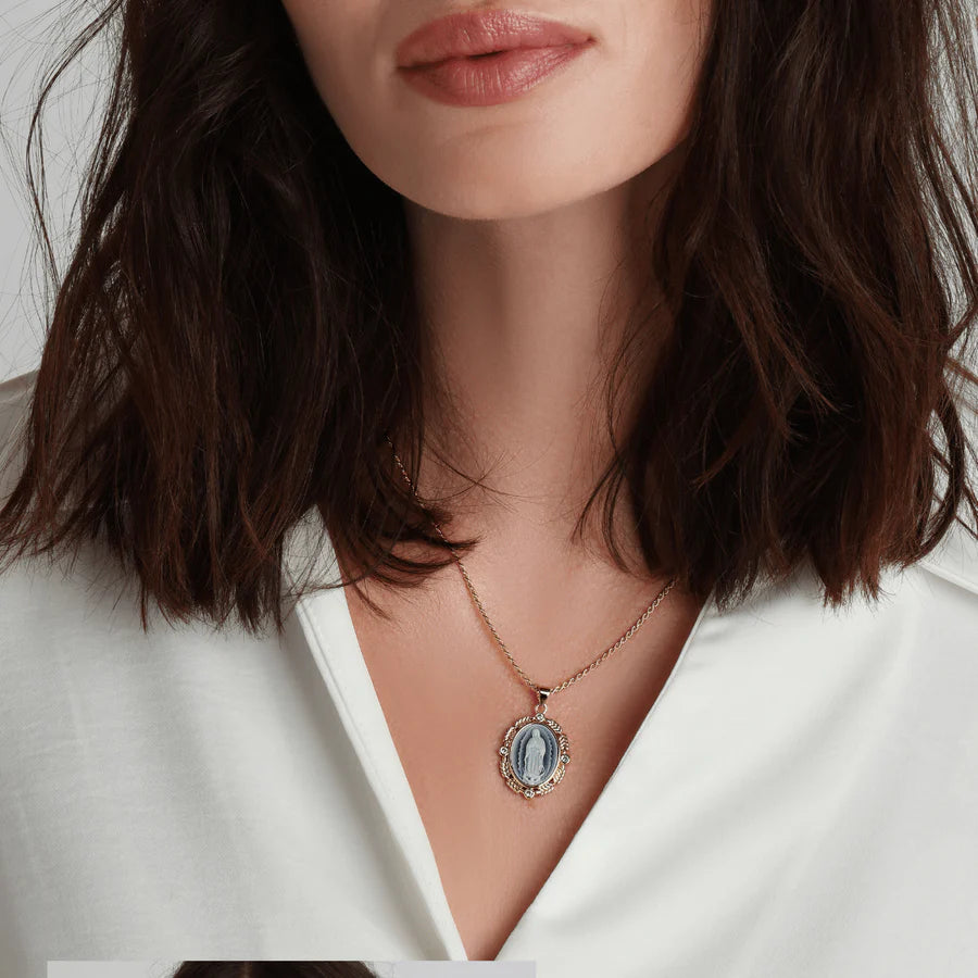french blue cameo mary necklace