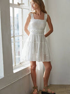 woven cotton eyelet dress
