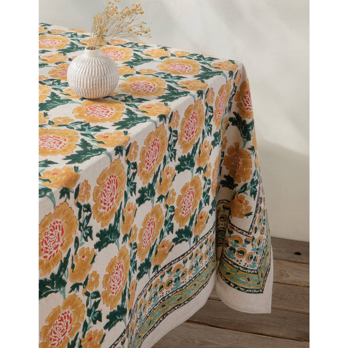 goldenrise block print tablecloth