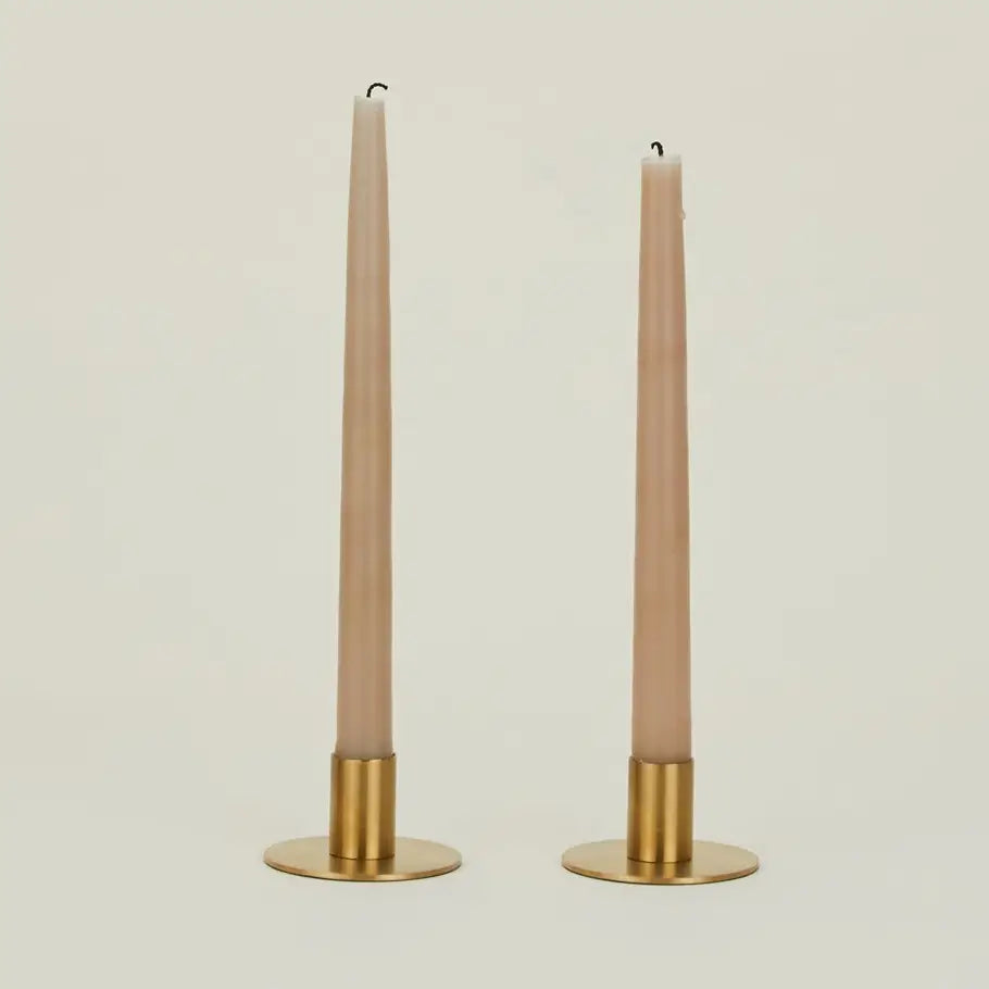 essential brass candle holders - set of two