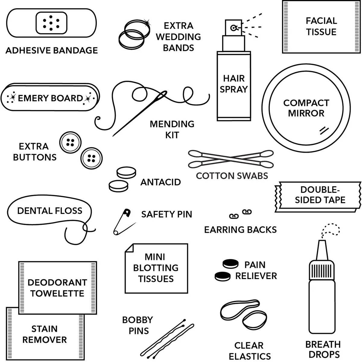 pearl minimergency kits for brides