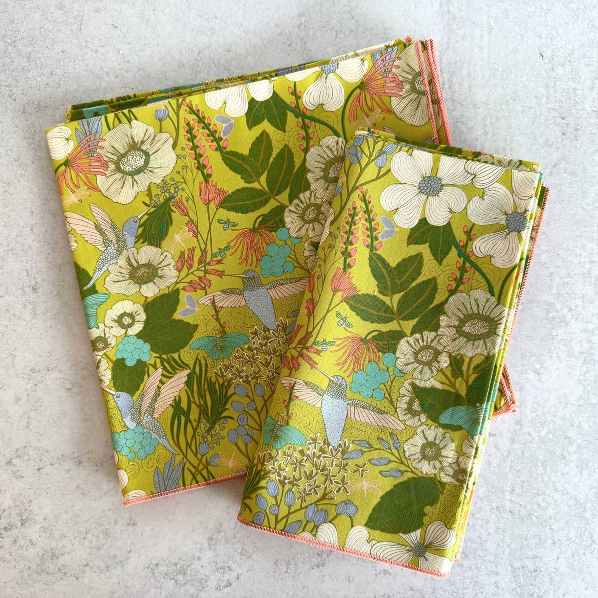 hummingbird cloth napkins, set of four