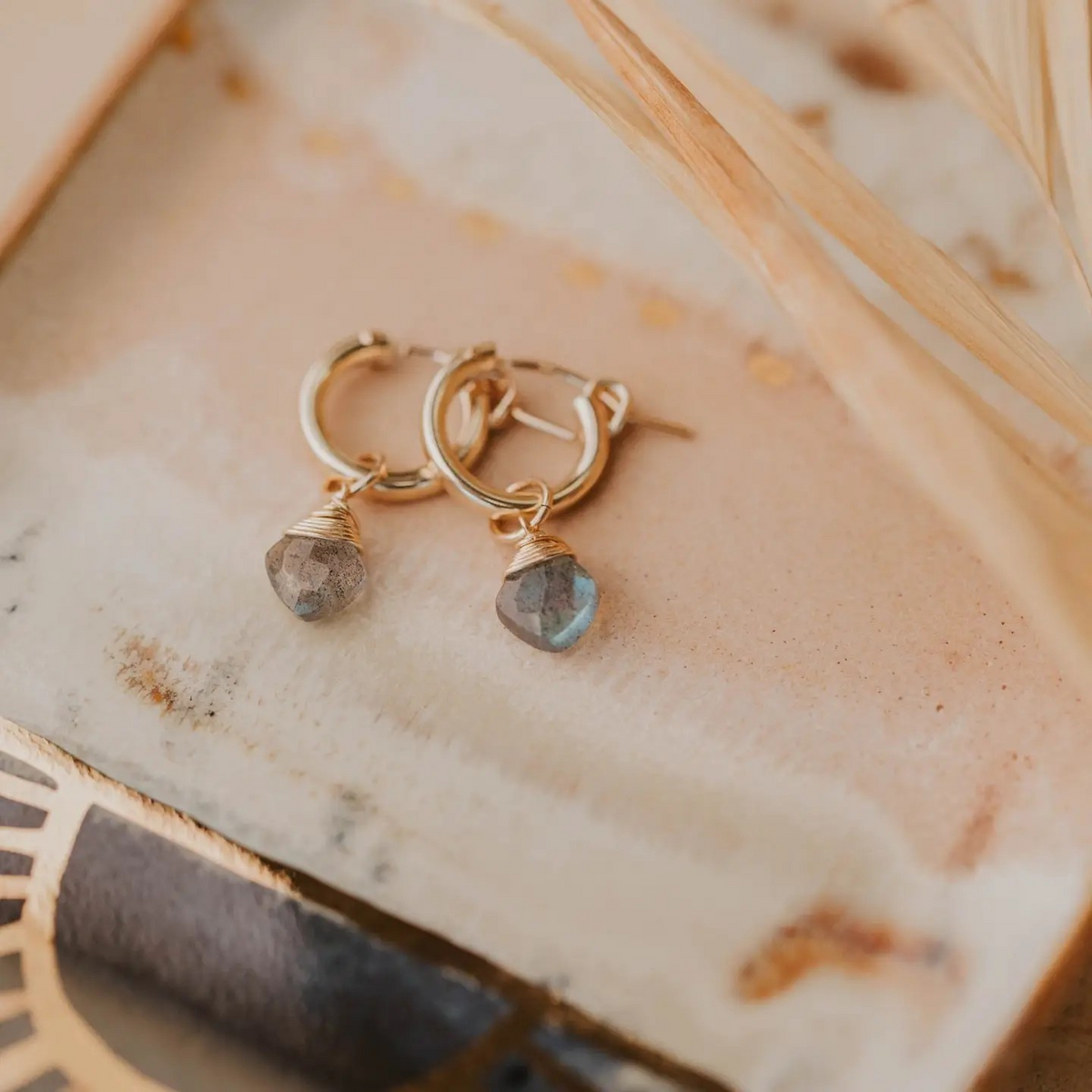 labradorite hoop charms