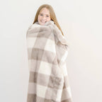 holiday printed faux fur throw - taupe
