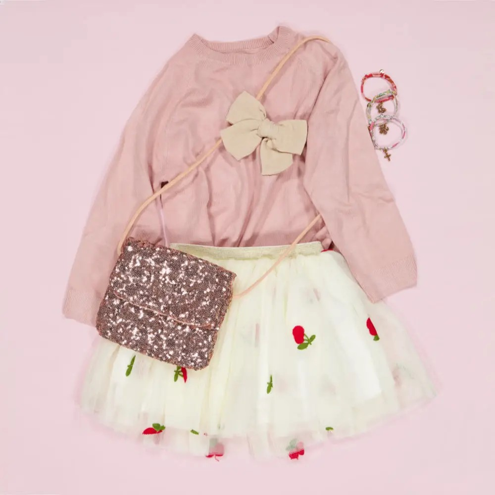 pink sequins girls handbag