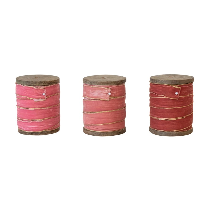 velvet ribbon on wooden spool - large