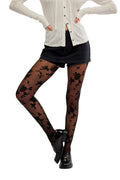 flocked floral tights in black combo