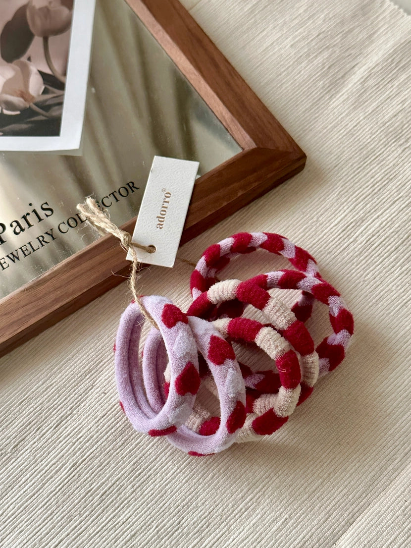 valentine's day seamless hair ties - set of