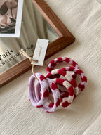 valentine's day seamless hair ties - set of