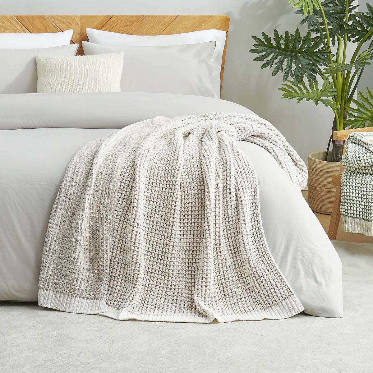 reversible chenille waffle throw - 50x60