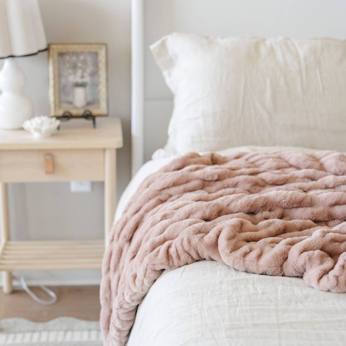 montana coles ruched throw in blush