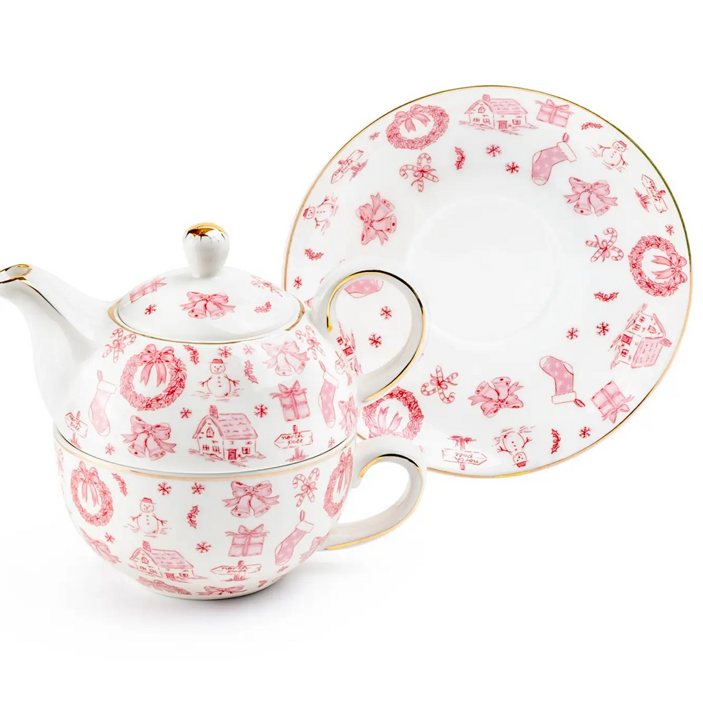 fine porcelain tea for one - pink bow