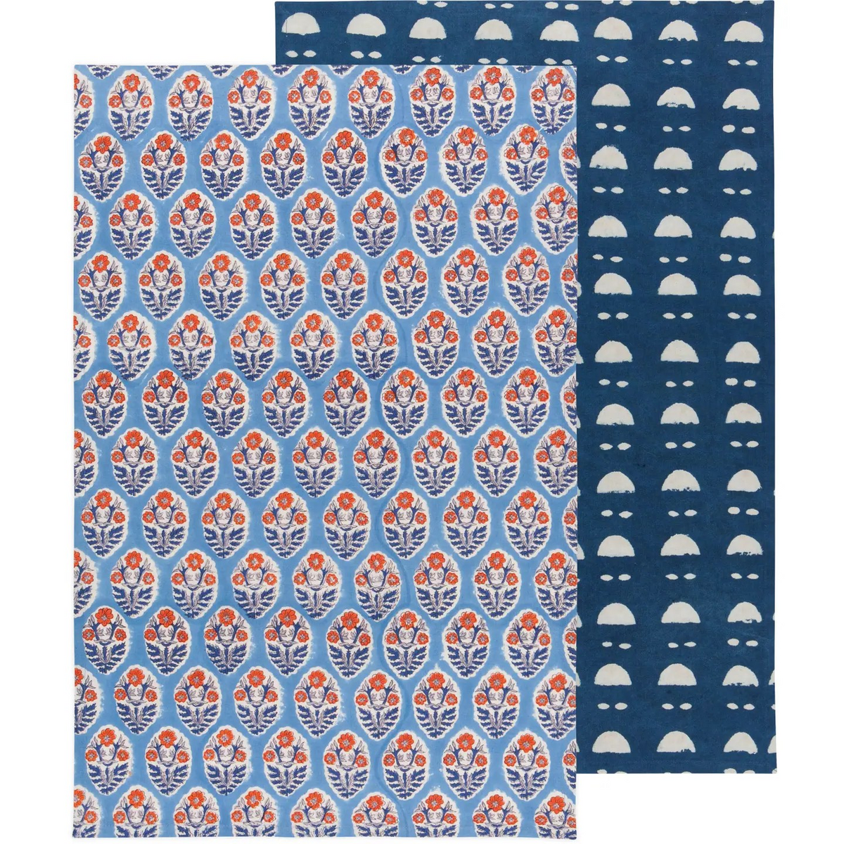 vista block printed dishtowel set of 2