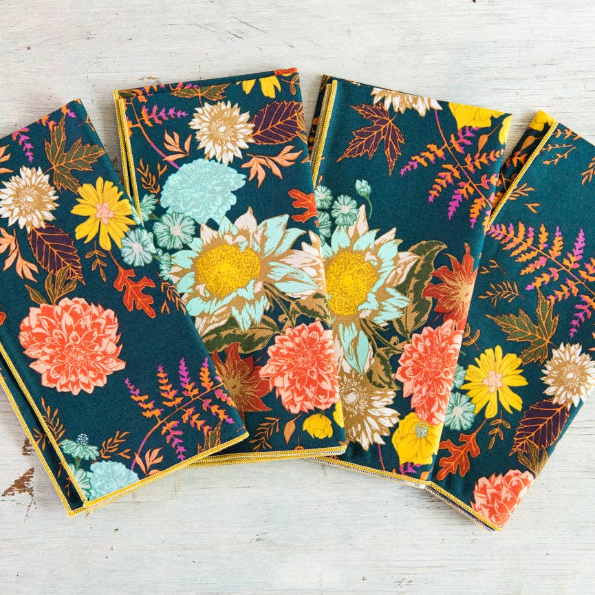 winter blue floral cloth napkins set of 4
