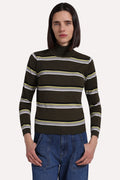 striped turtleneck in army combo