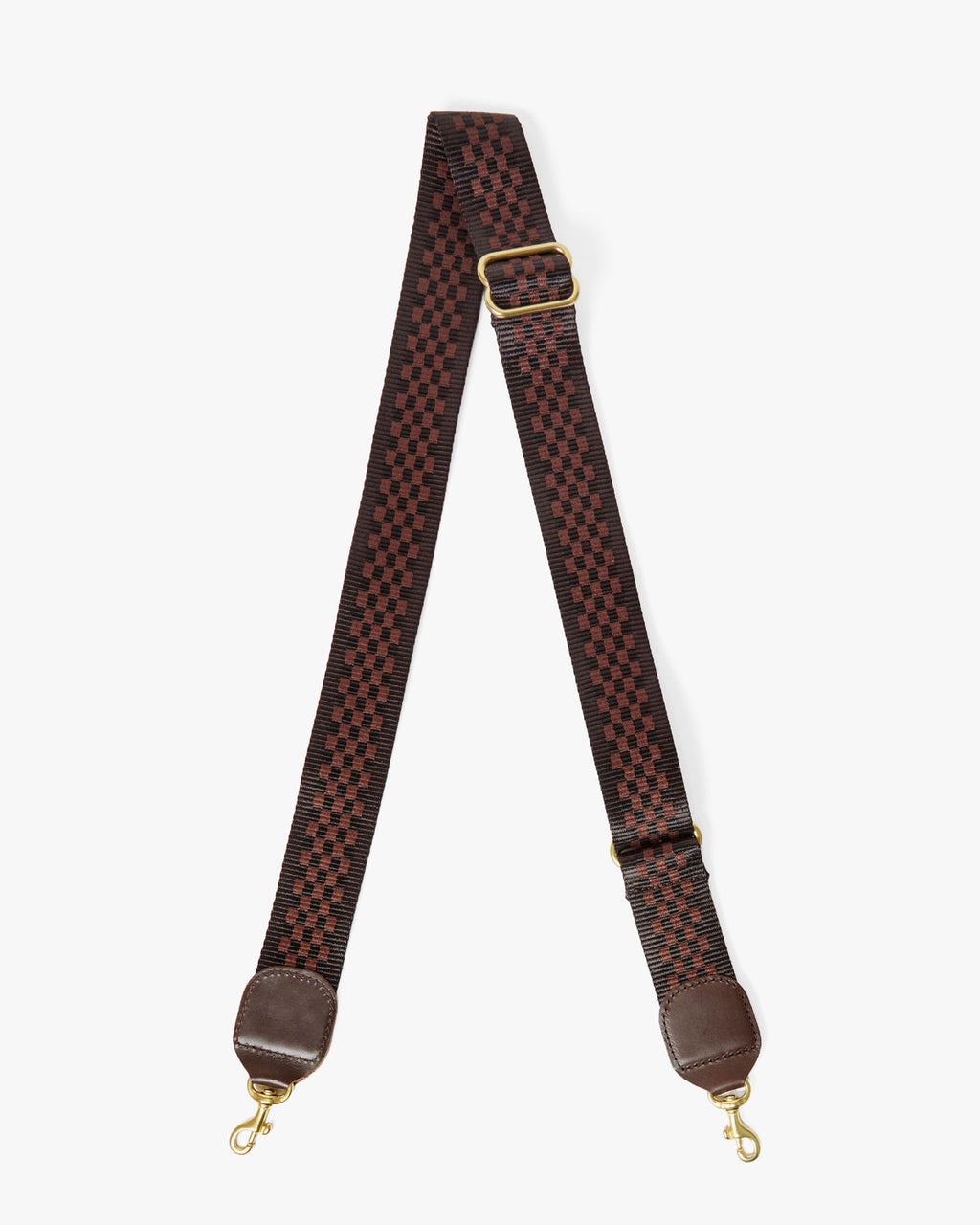 adjustable crossbody in checkered chocolate