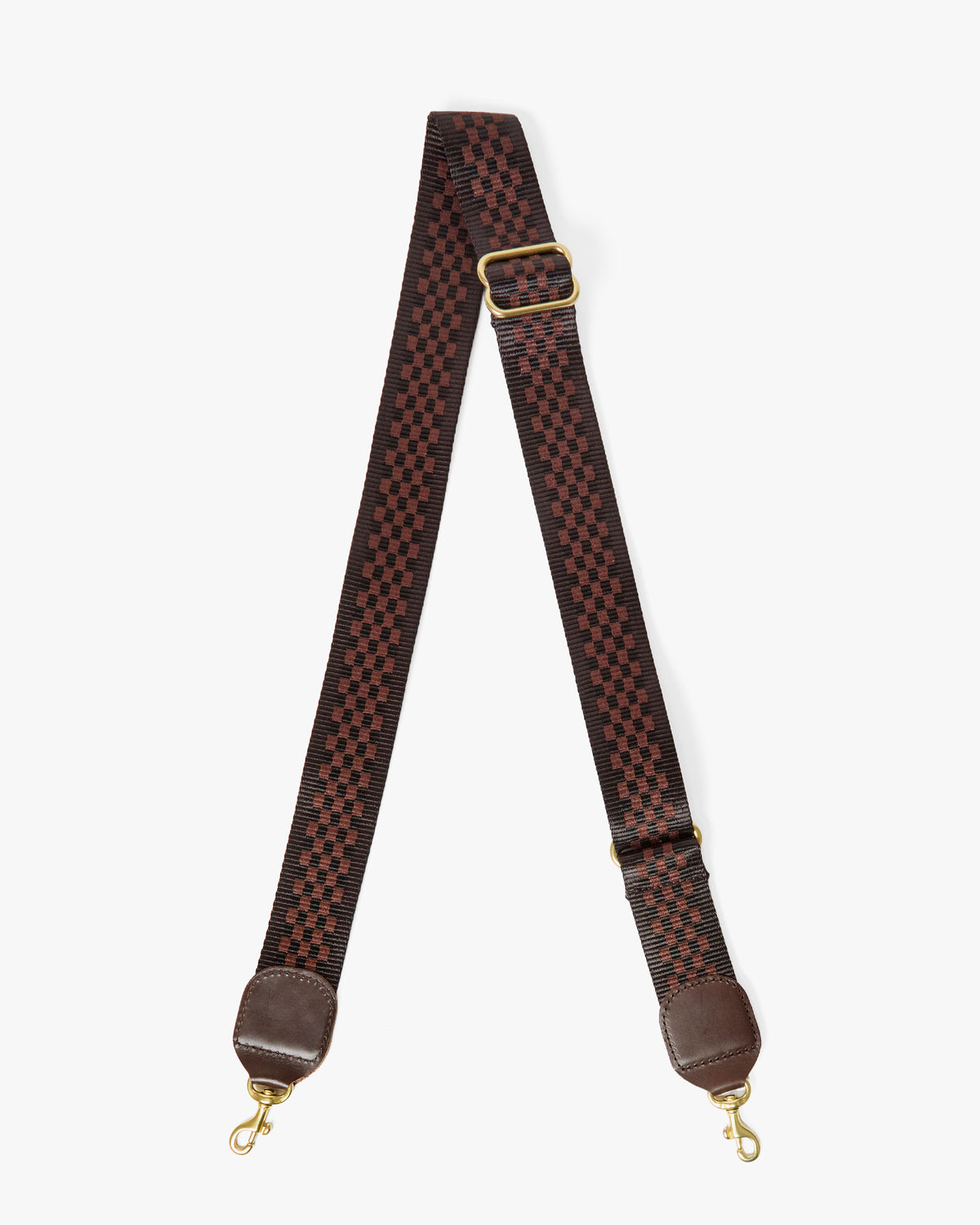 adjustable crossbody in checkered chocolate