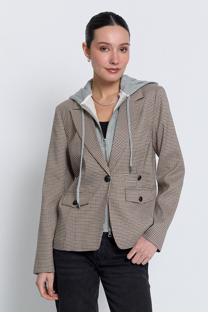 astor elongated dickey in brown check