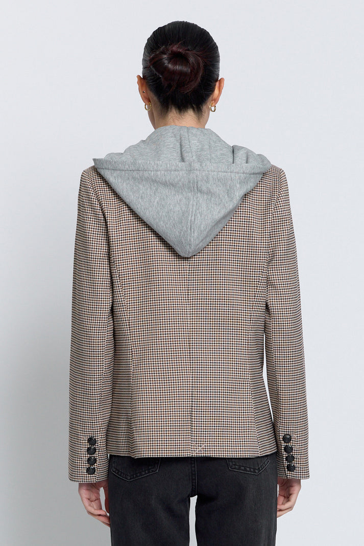 astor elongated dickey in brown check