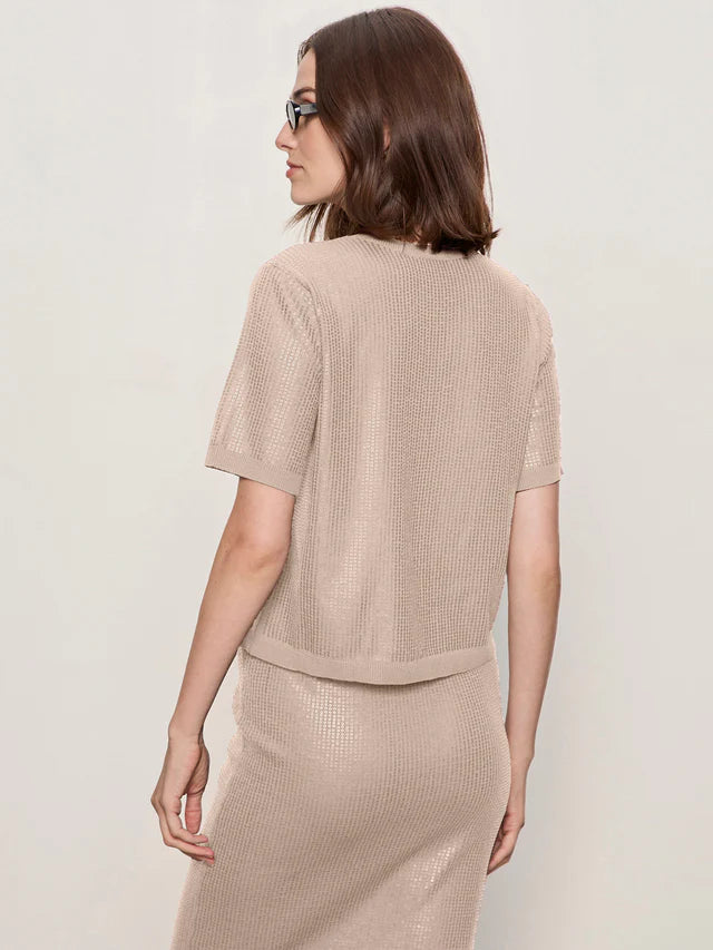 sparkle sequin sweater in mother of pearl