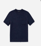 frayed crew neck pocket tee in navy