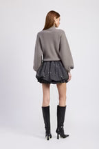 florentina mini dress in gray rhinestone