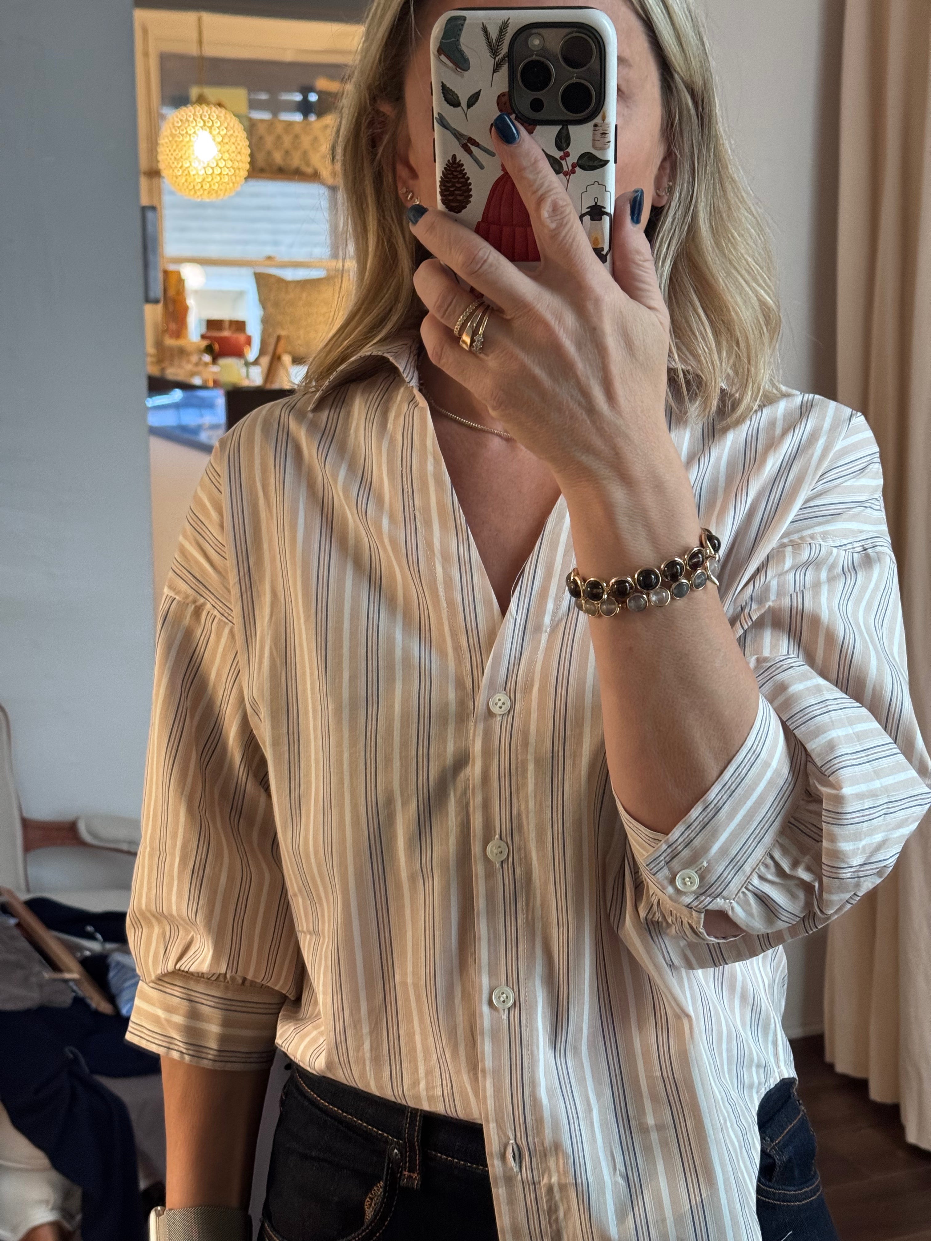 short sleeve striped blouse
