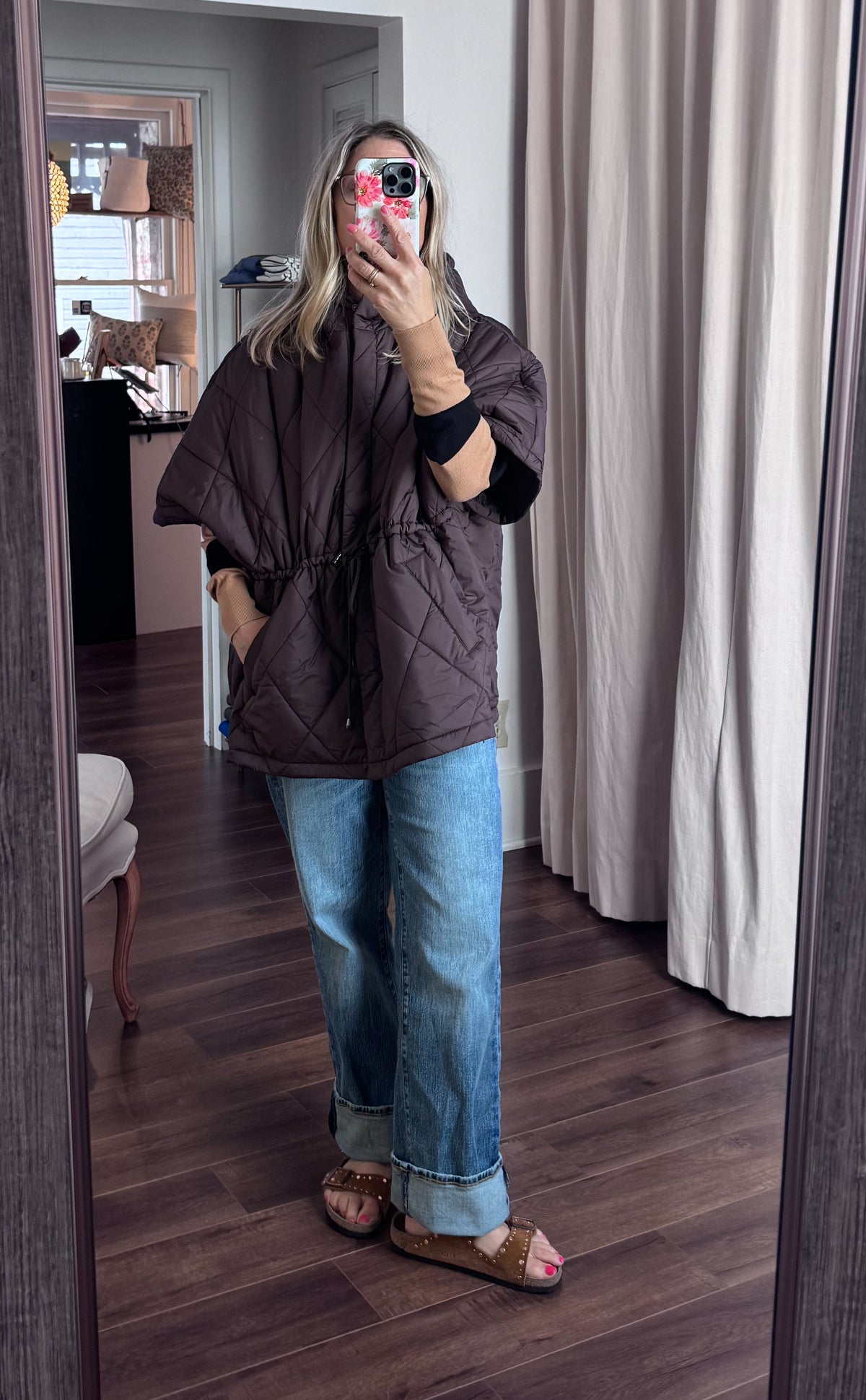 quilted vest in chocolate