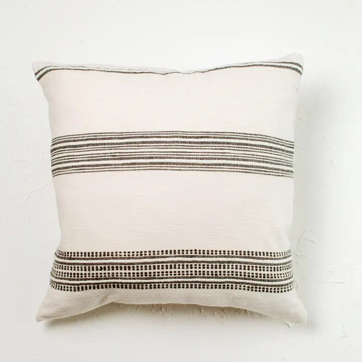 18” aden cotton throw pillow - natural + gray