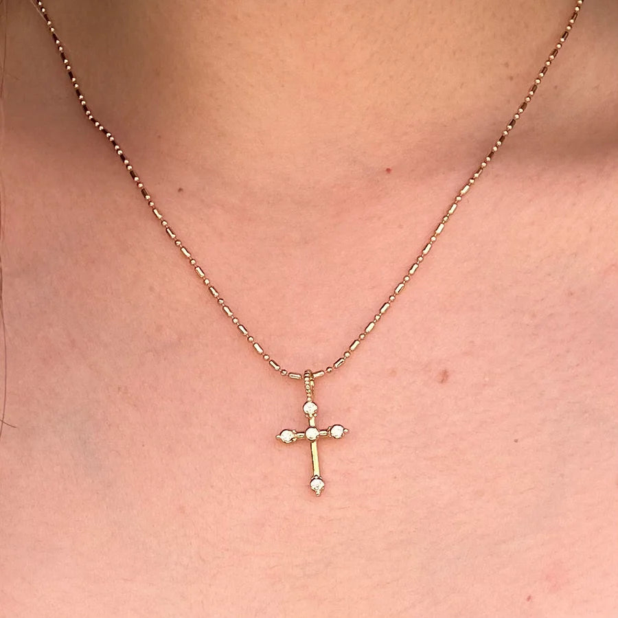 bezel cz cross necklace