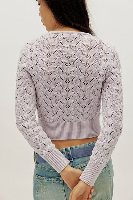 pretty in pointelle cardi in orchid hush