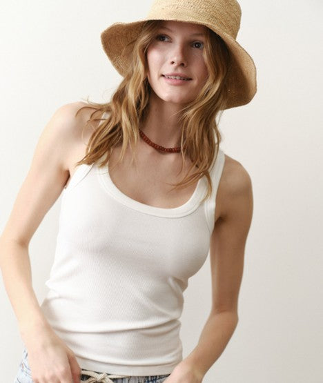 lexi rib sun-in tank in white