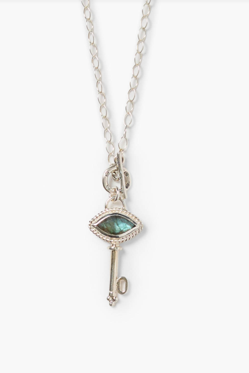 key necklace in silver + labradorite