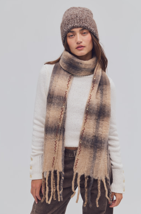 highland plaid skinny scarf