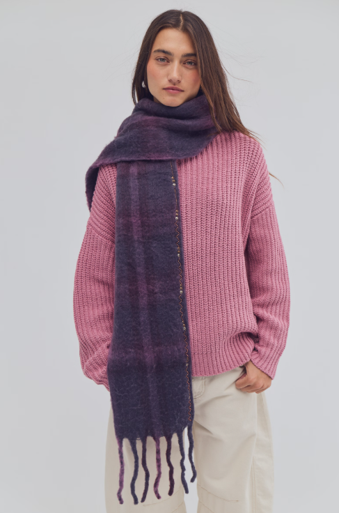 highland plaid skinny scarf