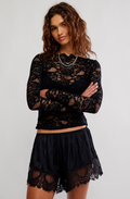 raising eyebrows lace top in black