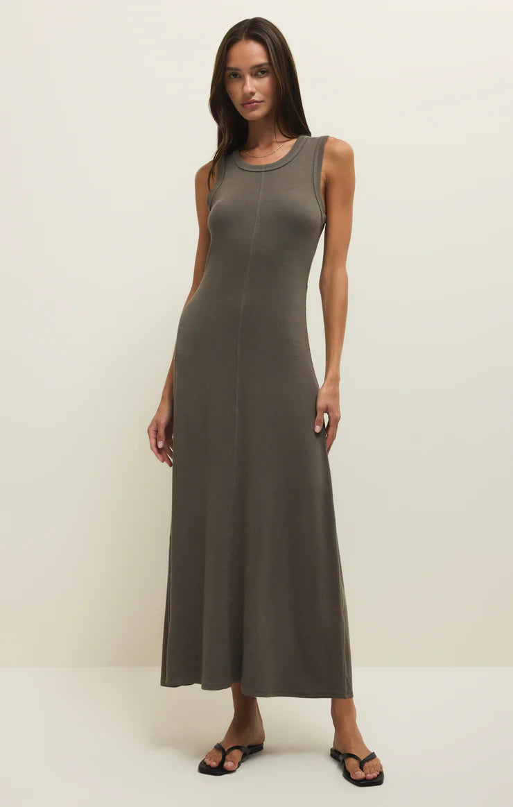 linden rib midi in khaki green