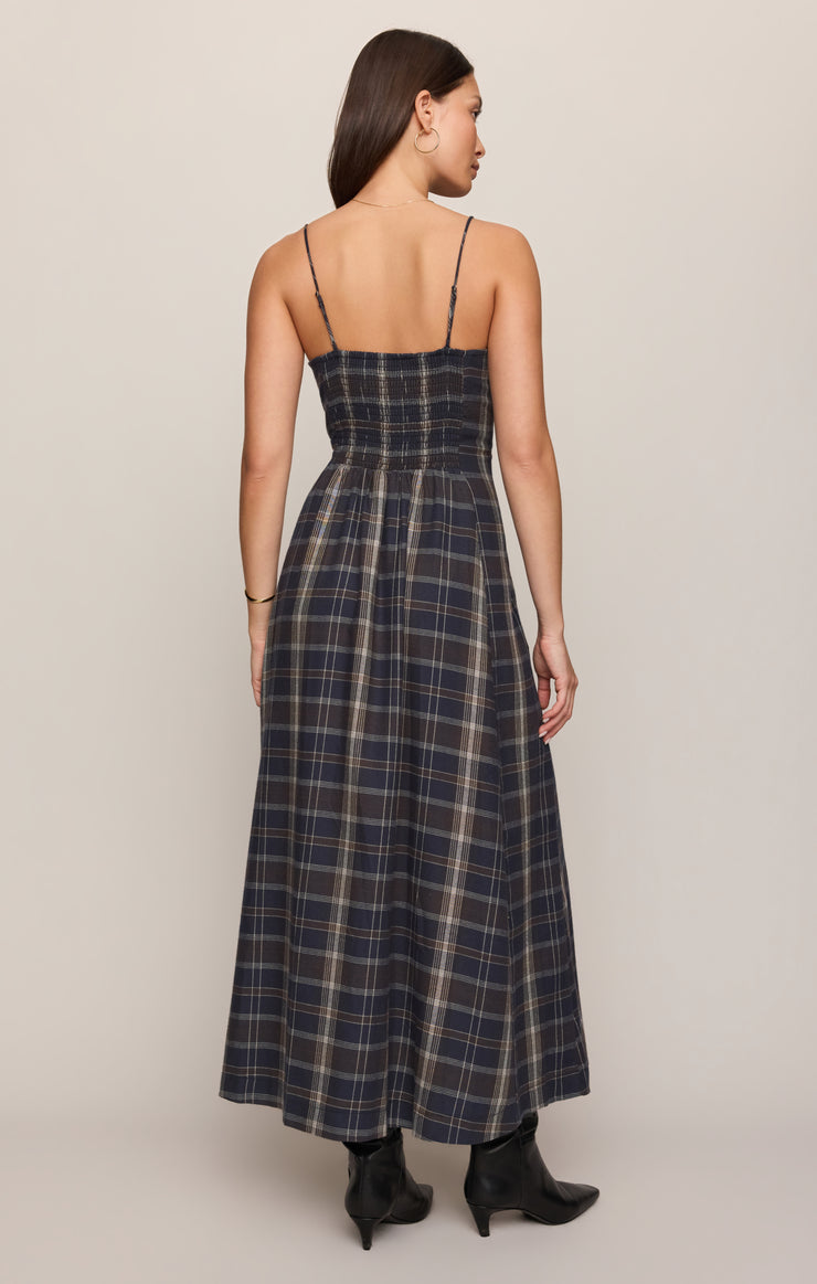 evermore plaid midi dress