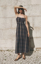 evermore plaid midi dress