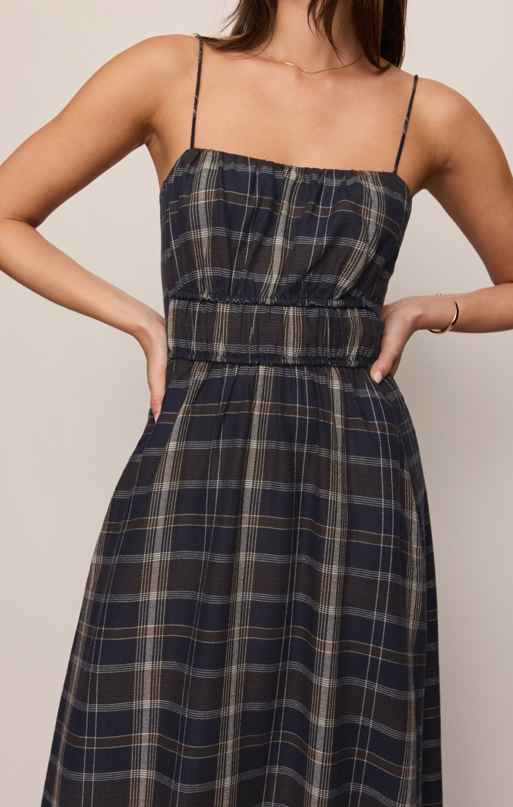 evermore plaid midi dress