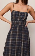 evermore plaid midi dress