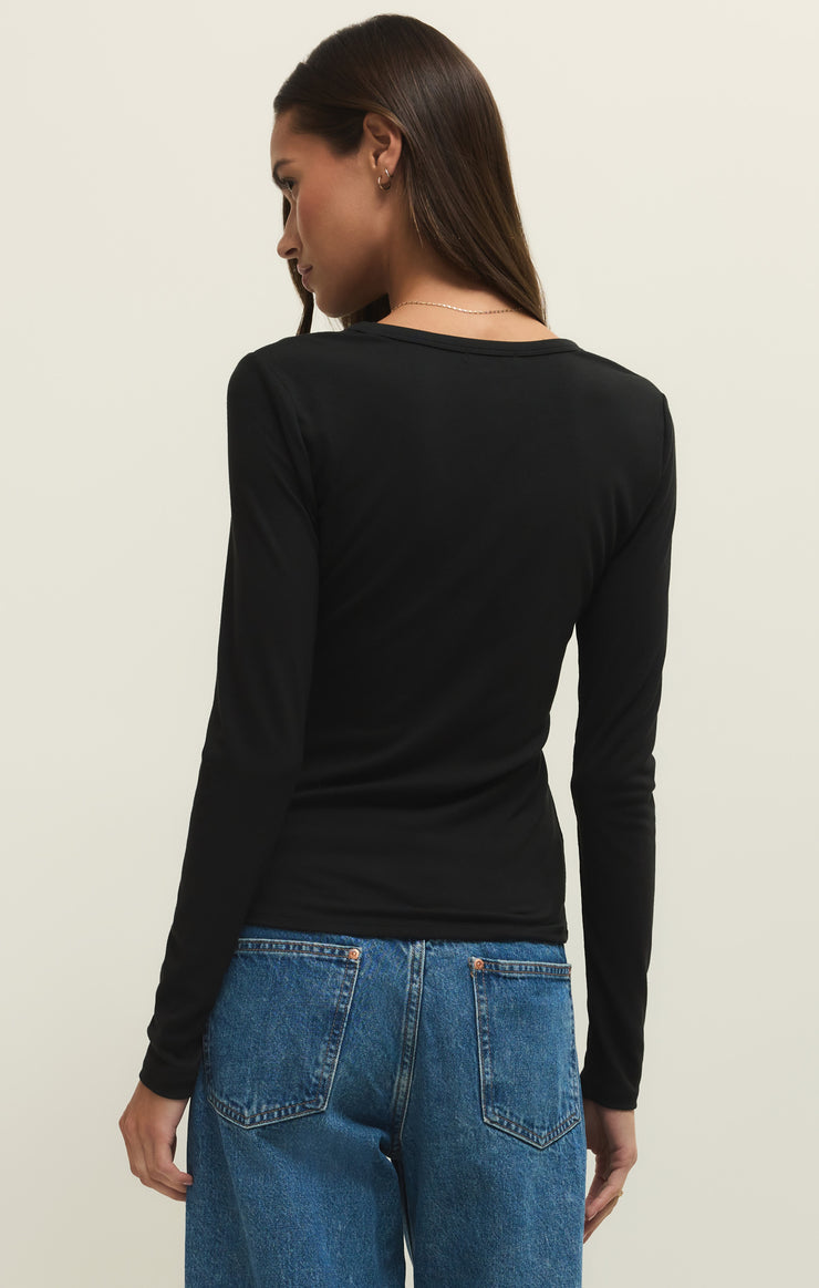 second skin long sleeve crew in black