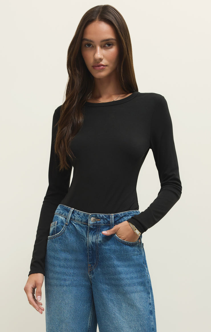 second skin long sleeve crew in black
