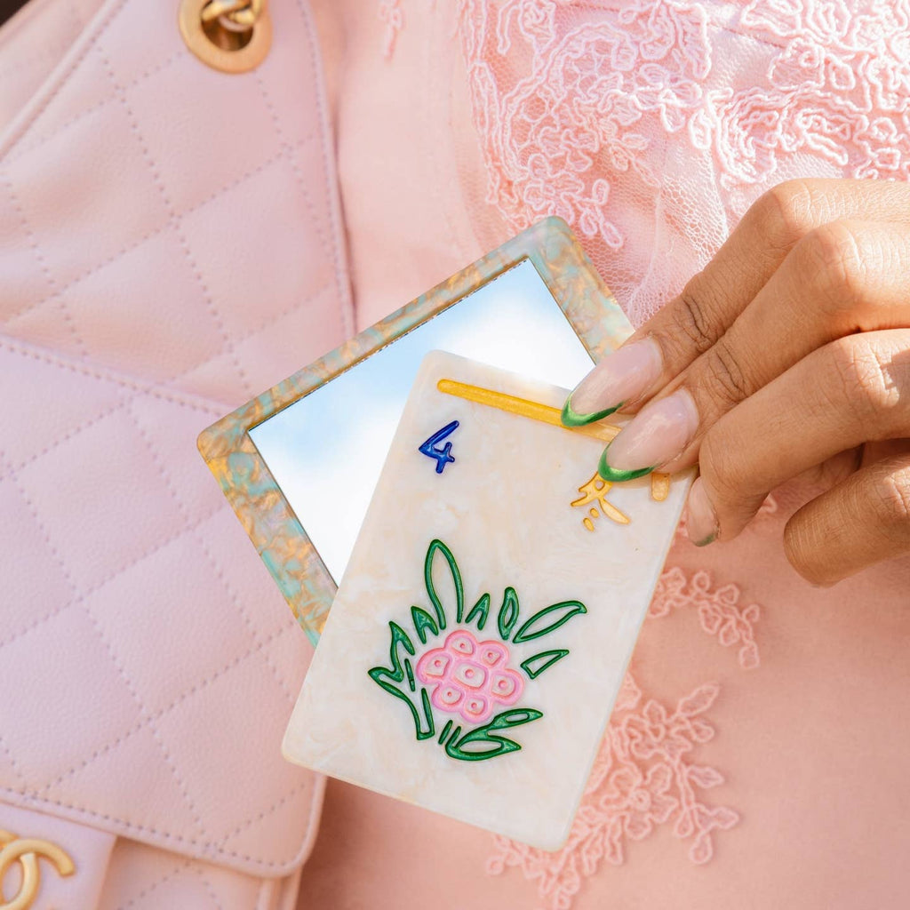 hand painted compact mirror