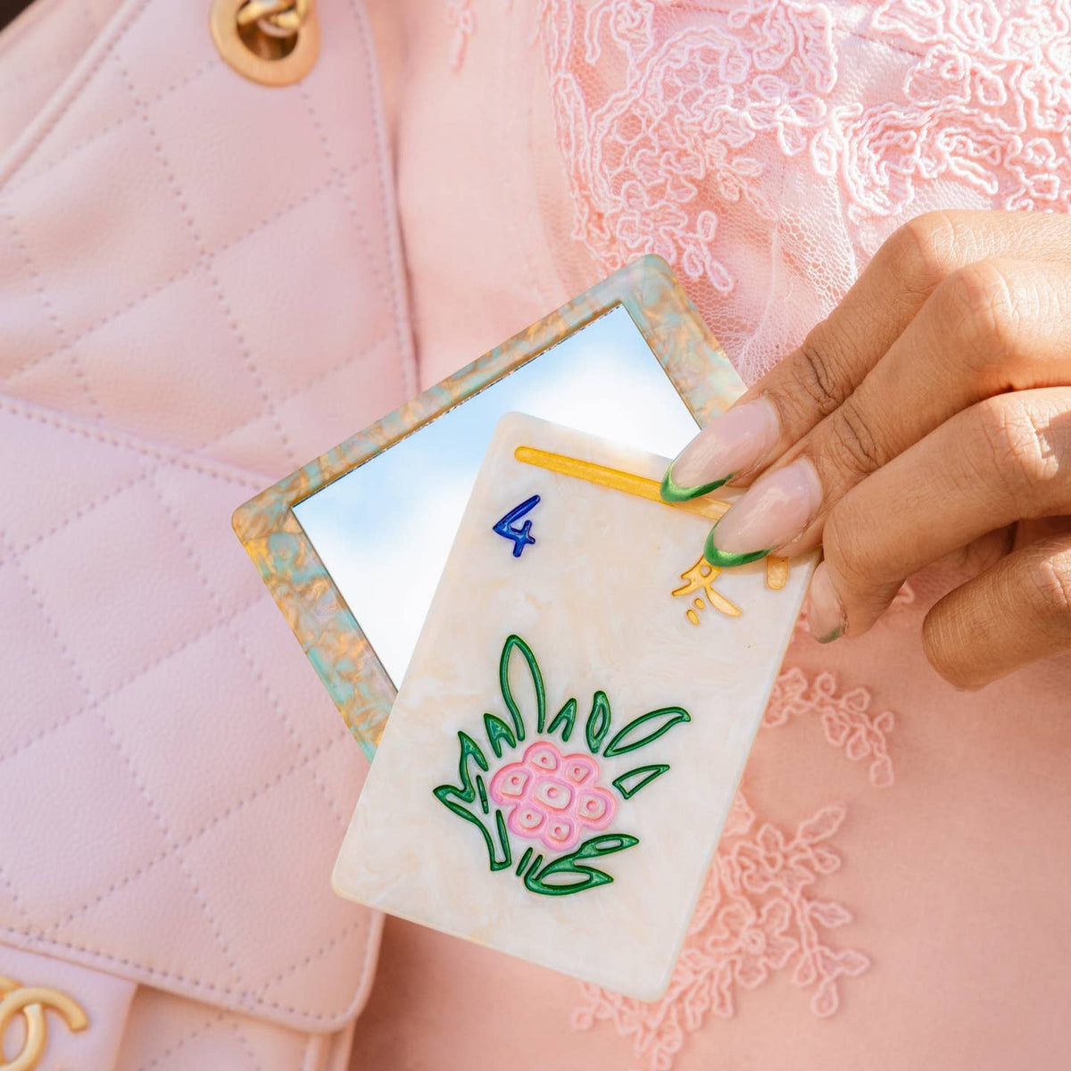 hand painted compact mirror