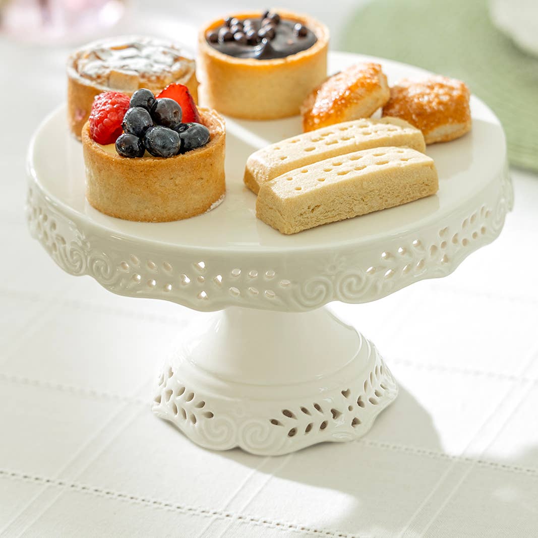 white victorian fine porcelain cake stand