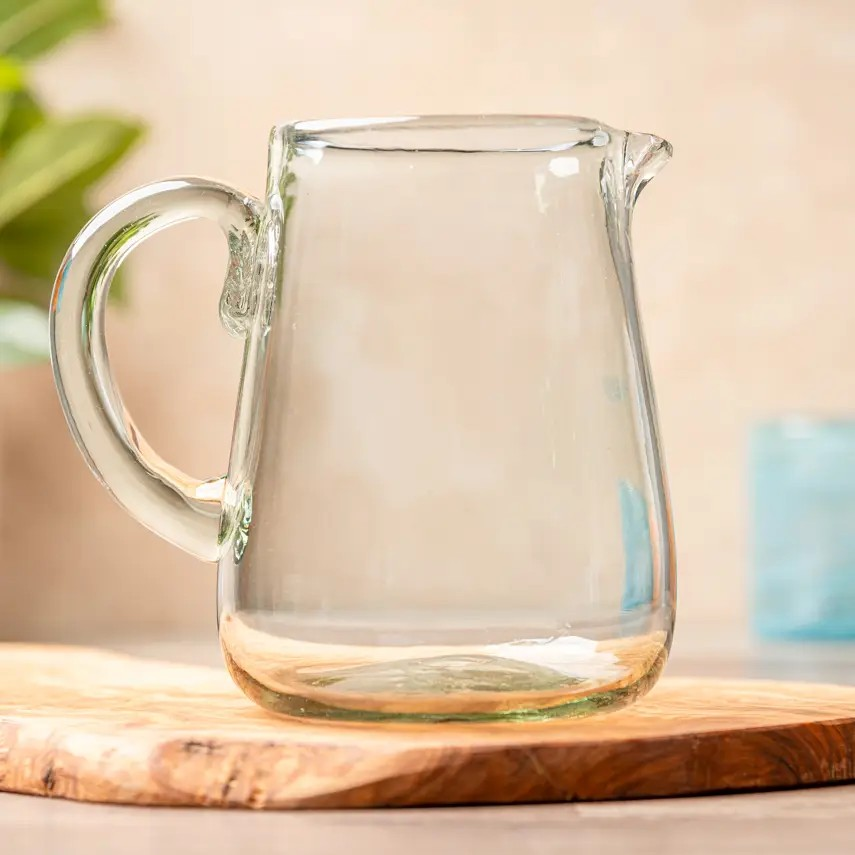 handblown glass pitcher