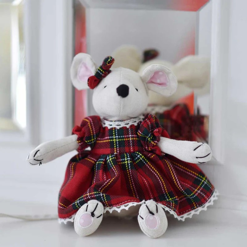 cotton mouse with tartan dress
